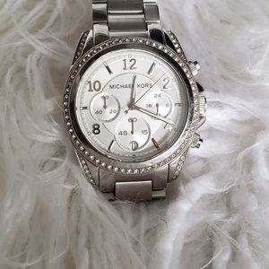 Michael Kors SS Silver and Crystal Watch